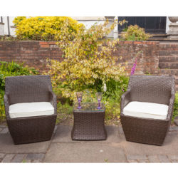 Miami 2-Seater Stacking Rattan-Effect Patio Set – Brown